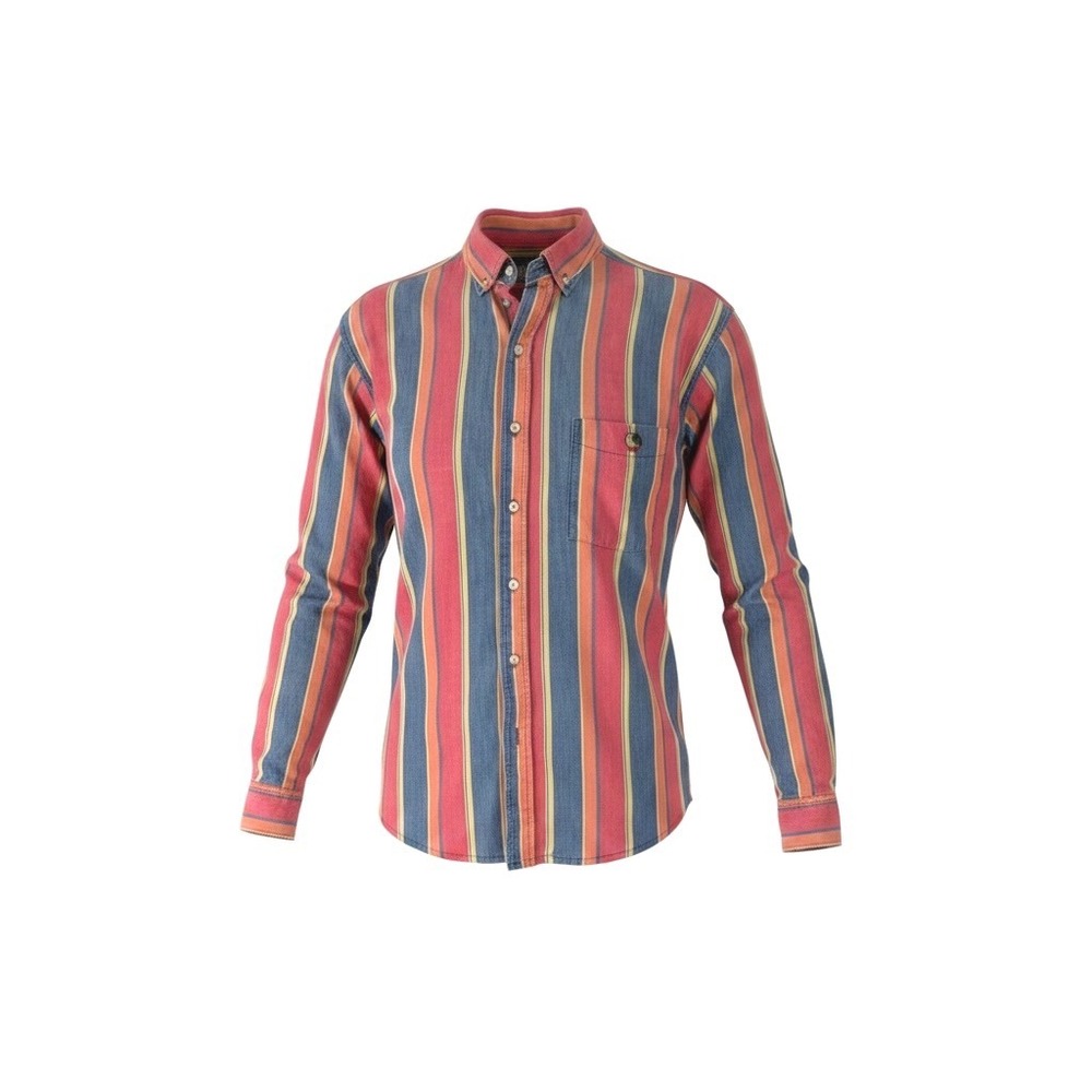 Vintage Duck Head Mens Striped Button Down Shirt Cotton Long Sleeve Multi Color